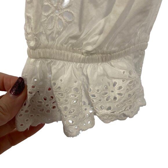 J. Crew Eyelet-Trim Ruffle Button Up White Shirt Size M - Picture 5 of 9